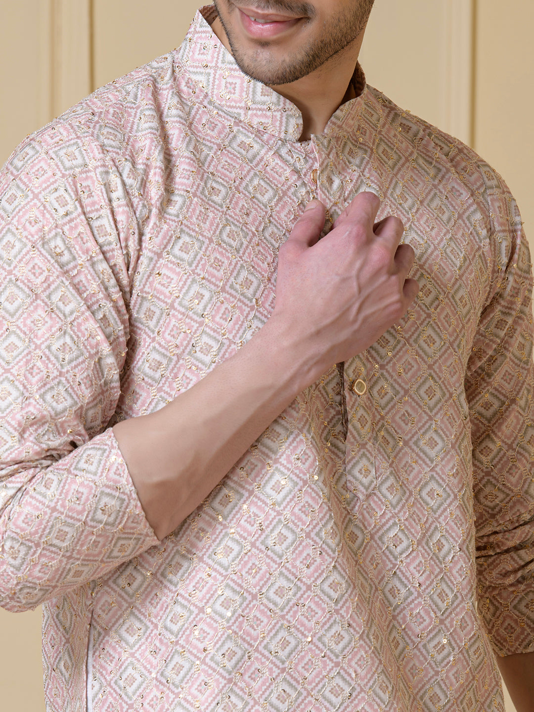 Symmetric Square Embroidered Men's Kurta