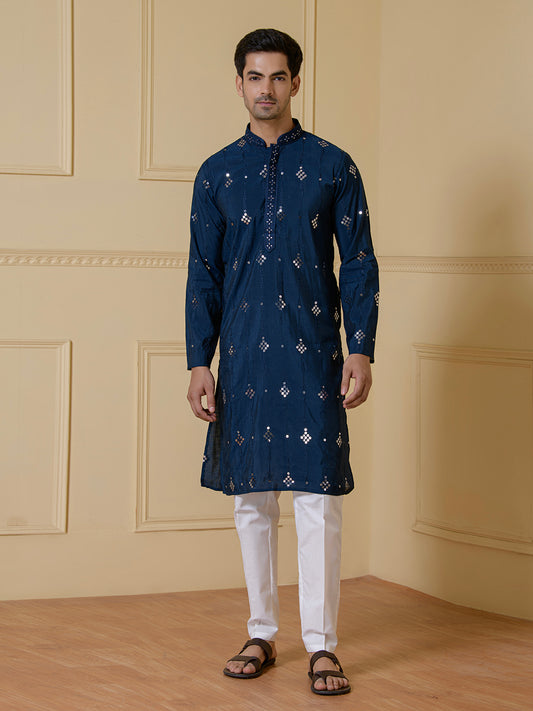 Midnight Majesty Mirrored Men's Kurta