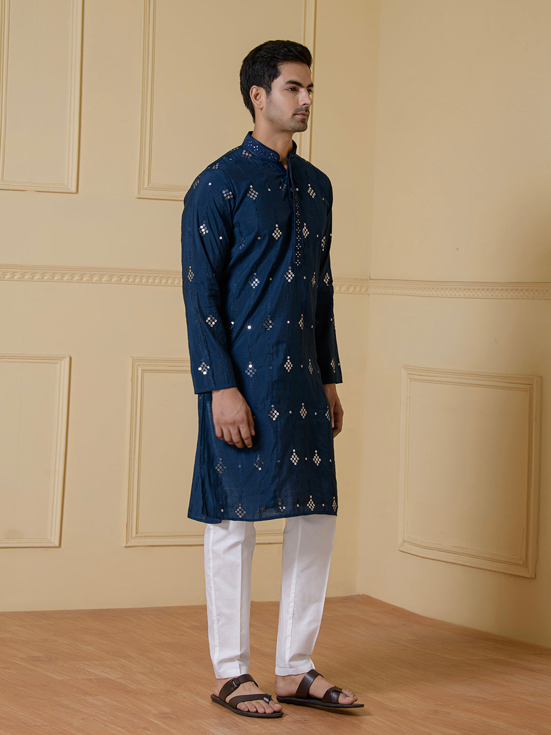 Midnight Majesty Mirrored Men's Kurta
