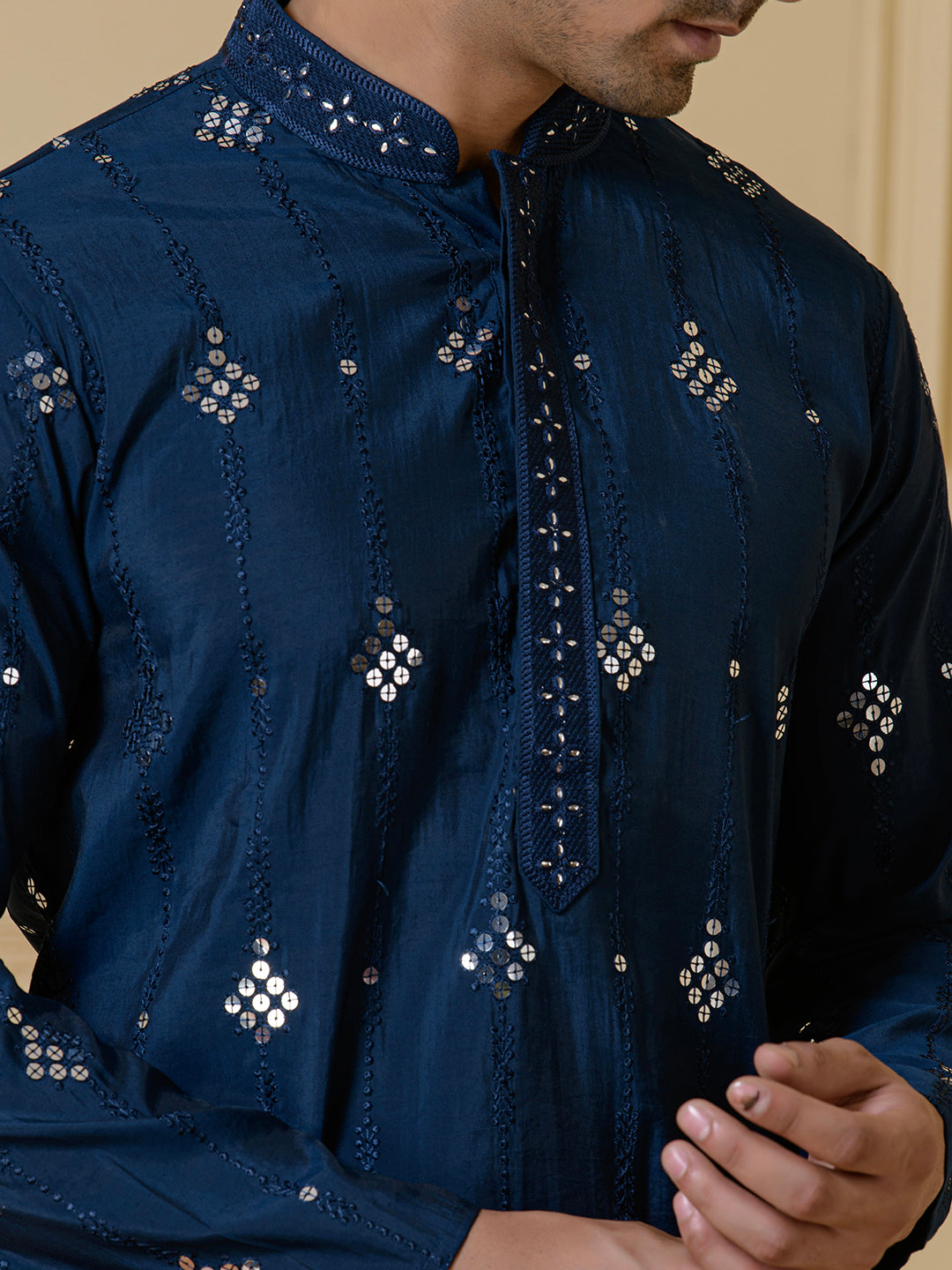 Midnight Majesty Mirrored Men's Kurta