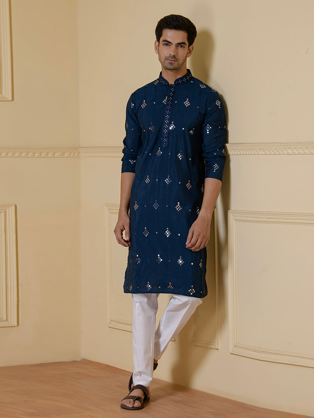 Midnight Majesty Mirrored Men's Kurta