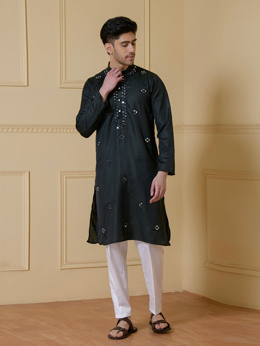 Eclipse Noir Mirrored Men's Kurta