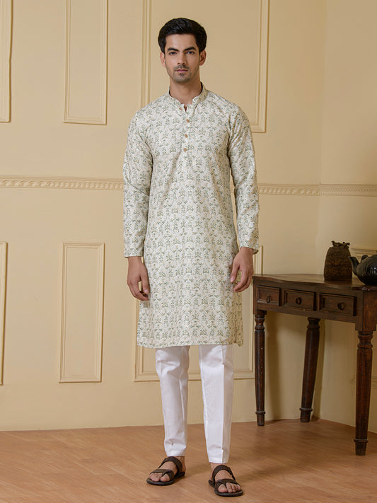Verdant Harmony Printed Men's Kurta