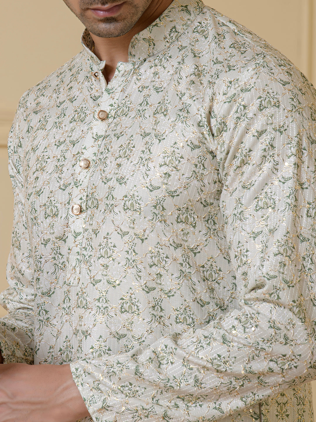 Verdant Harmony Printed Men's Kurta