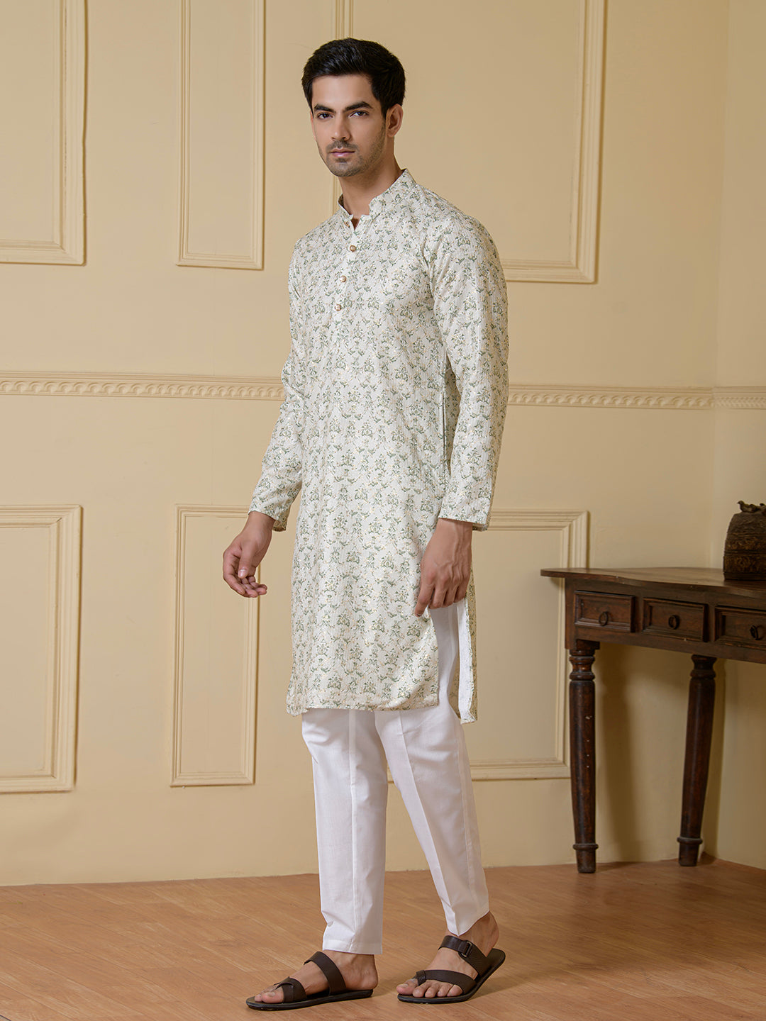 Verdant Harmony Printed Men's Kurta