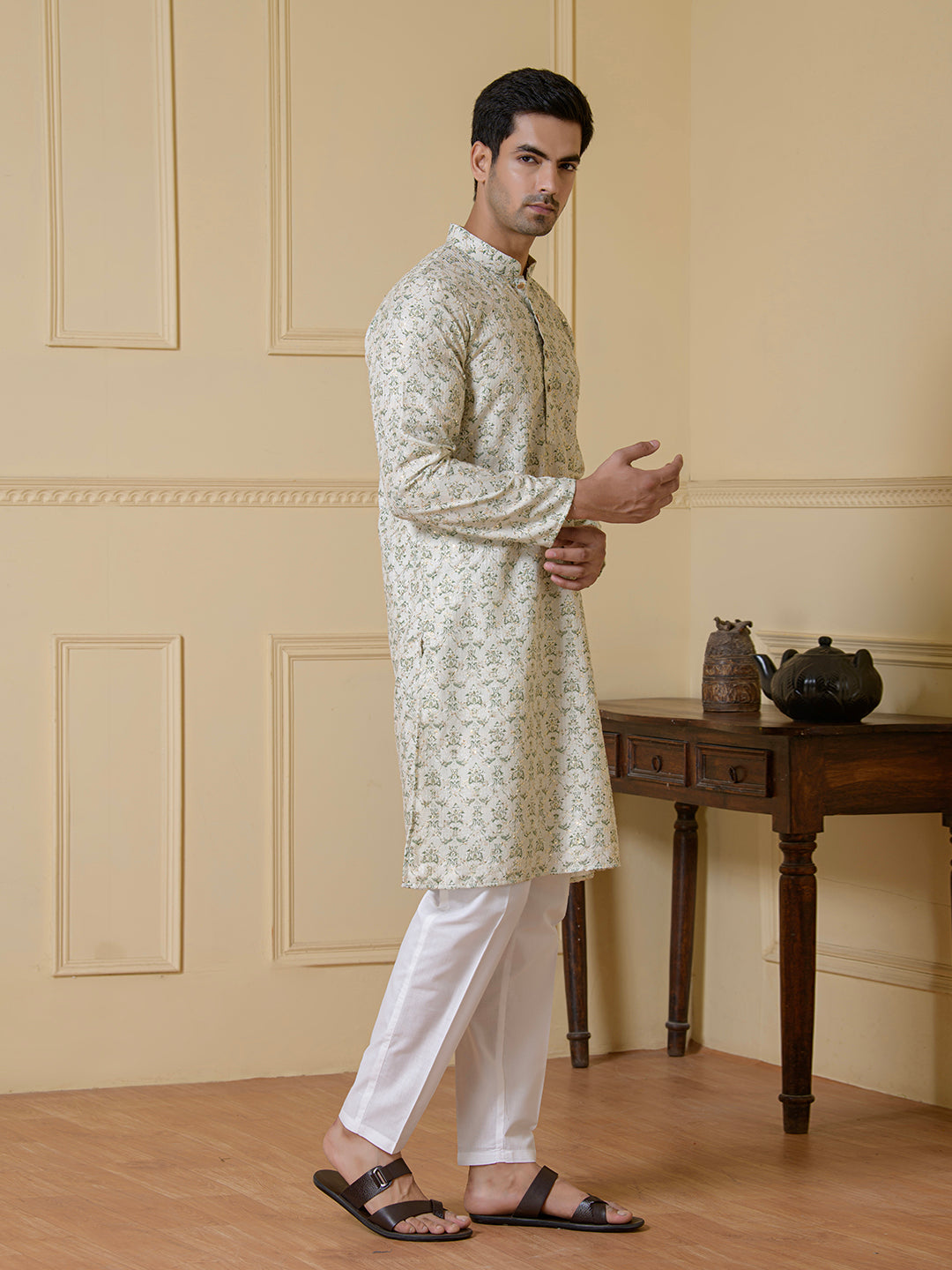Verdant Harmony Printed Men's Kurta