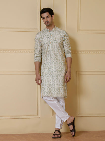Verdant Harmony Printed Men's Kurta