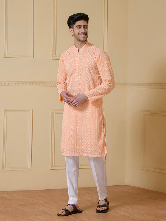 Peach Blossom Heritage Men's Kurta