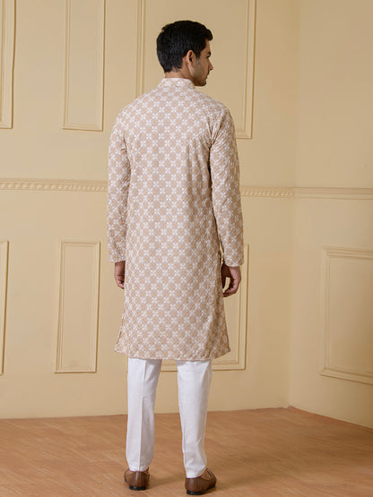 Timeless Sandstone Embroidered Men's Kurta