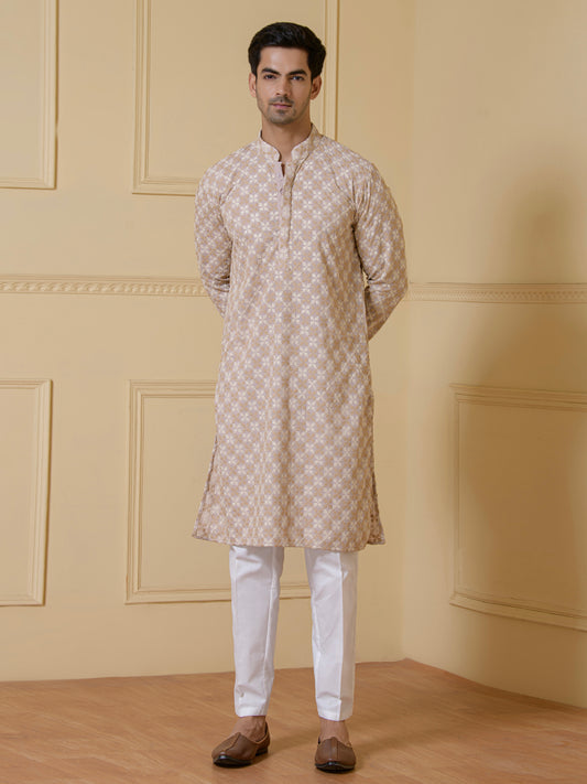 Timeless Sandstone Embroidered Men's Kurta