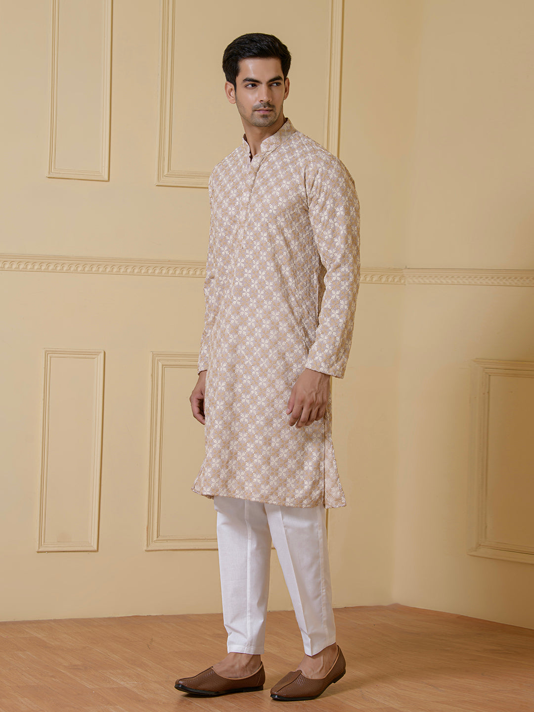 Timeless Sandstone Embroidered Men's Kurta