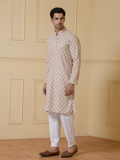 Timeless Sandstone Embroidered Men's Kurta