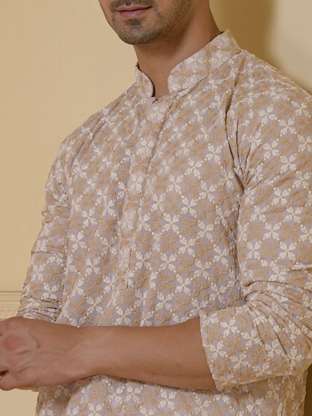 Timeless Sandstone Embroidered Men's Kurta