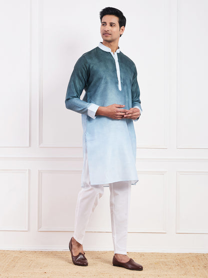 Dark Green Ombre Men's Kurta