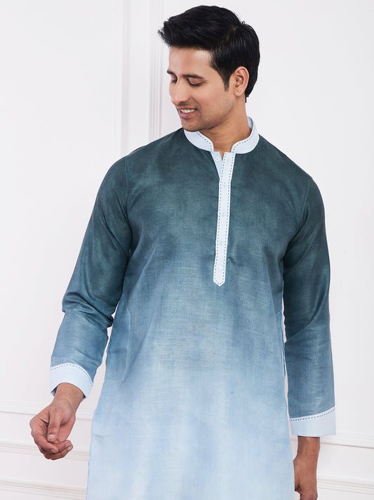 Dark Green Ombre Men's Kurta