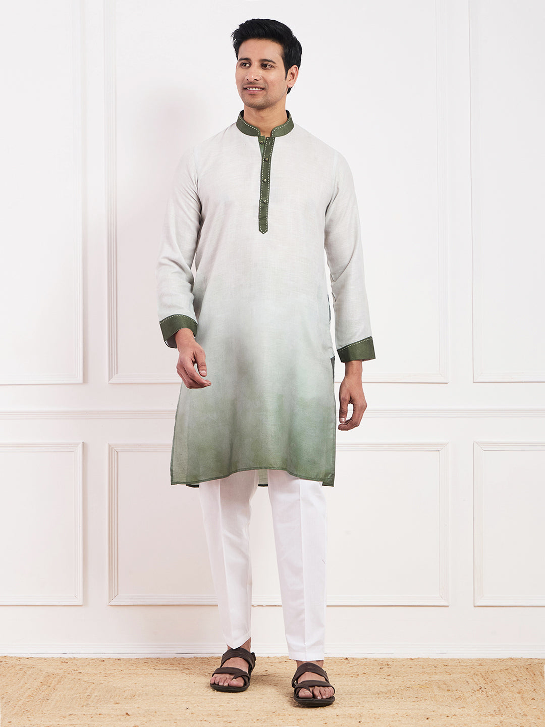 Light Olive Ombre Men's Kurta