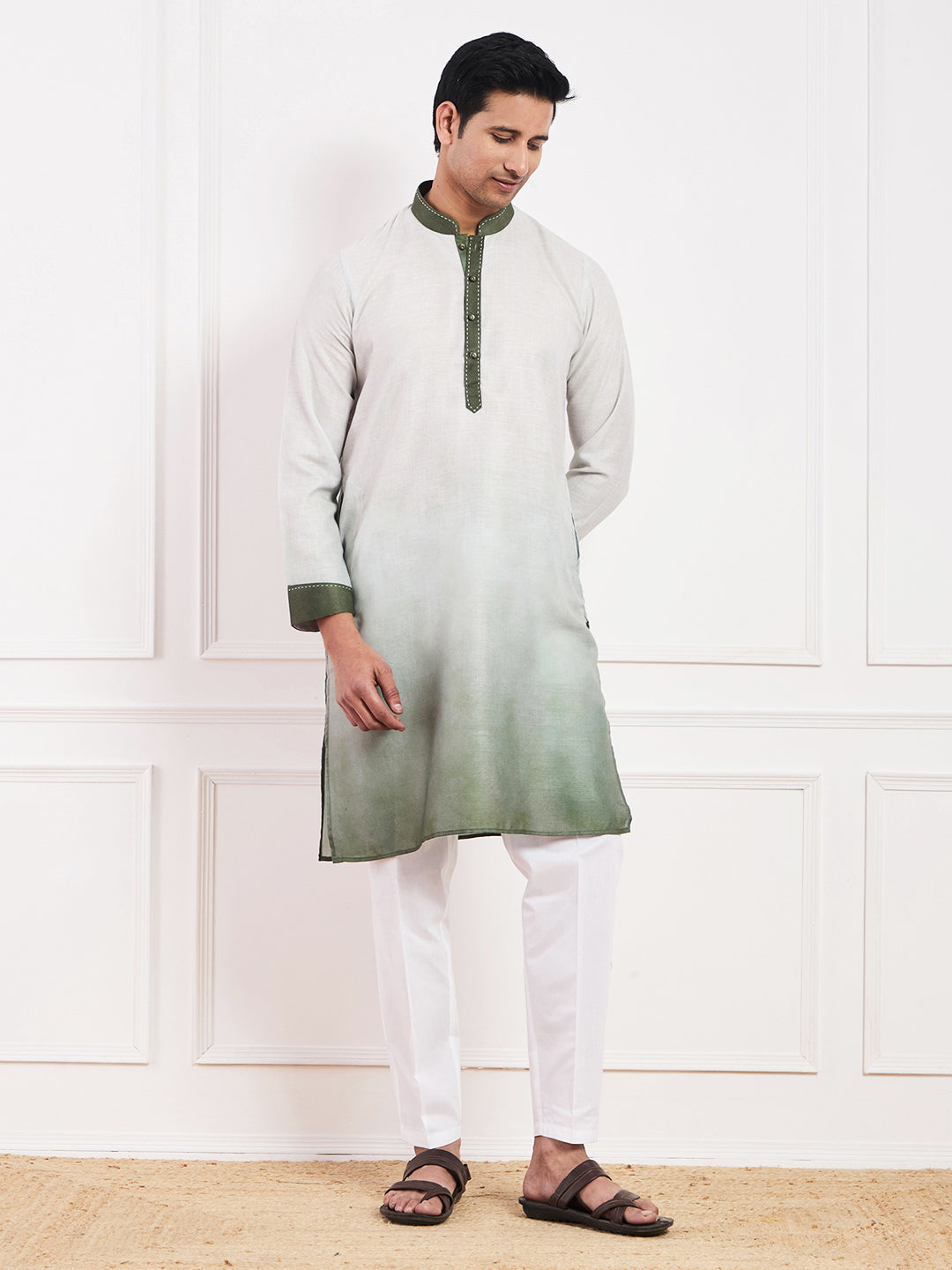 Light Olive Ombre Men's Kurta