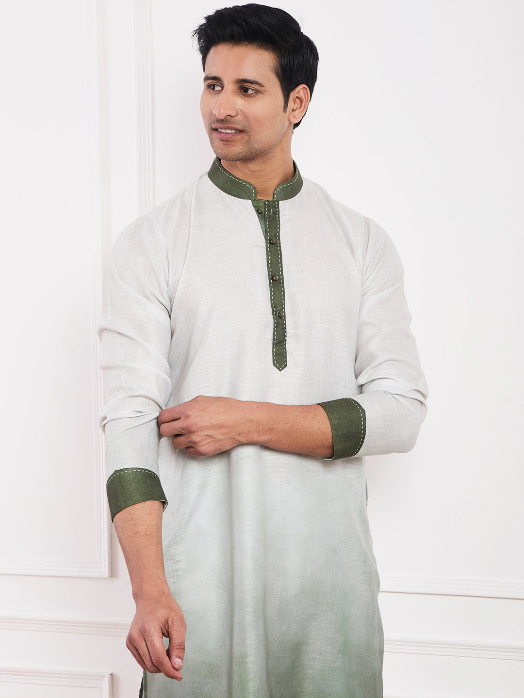 Light Olive Ombre Men's Kurta