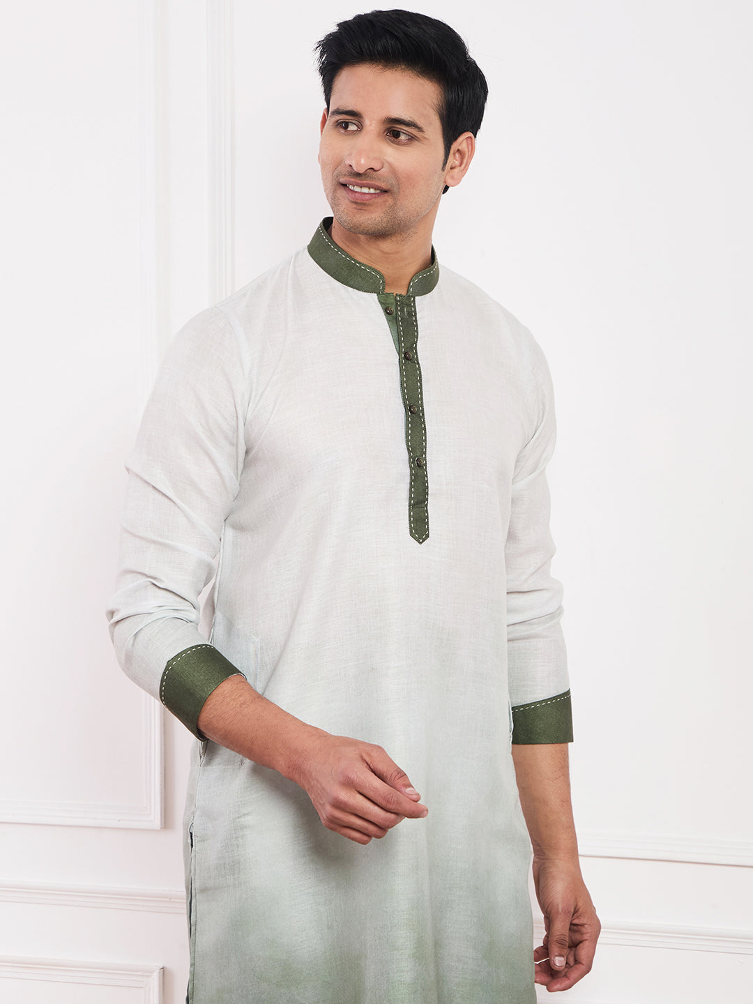 Light Olive Ombre Men's Kurta