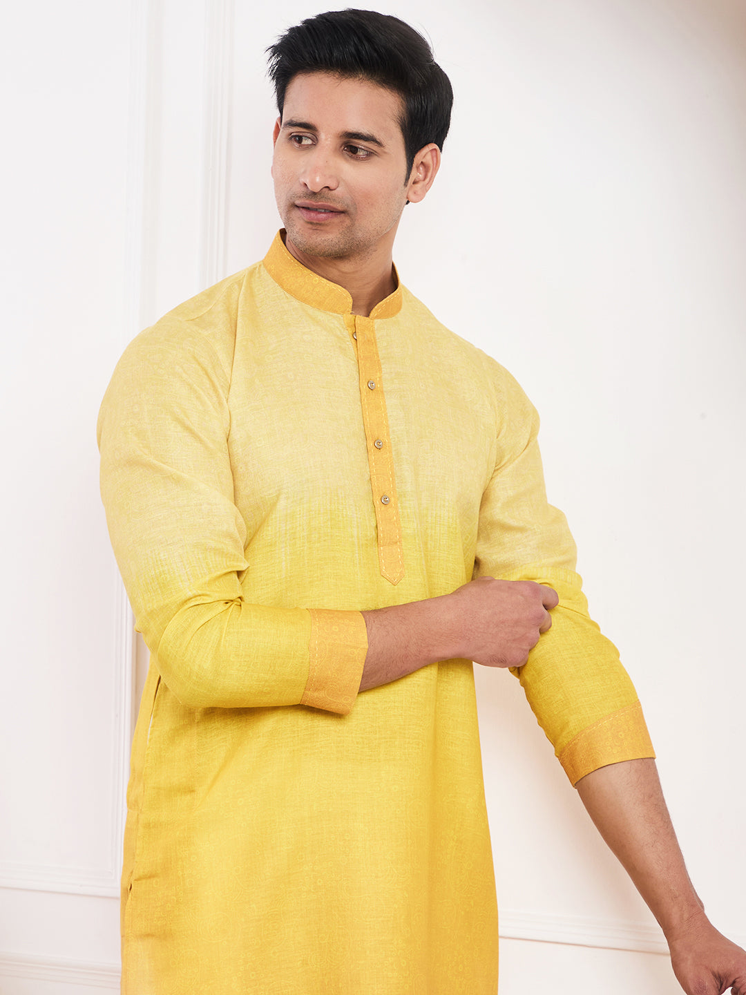 Light Yellow Ombre Men's Kurta