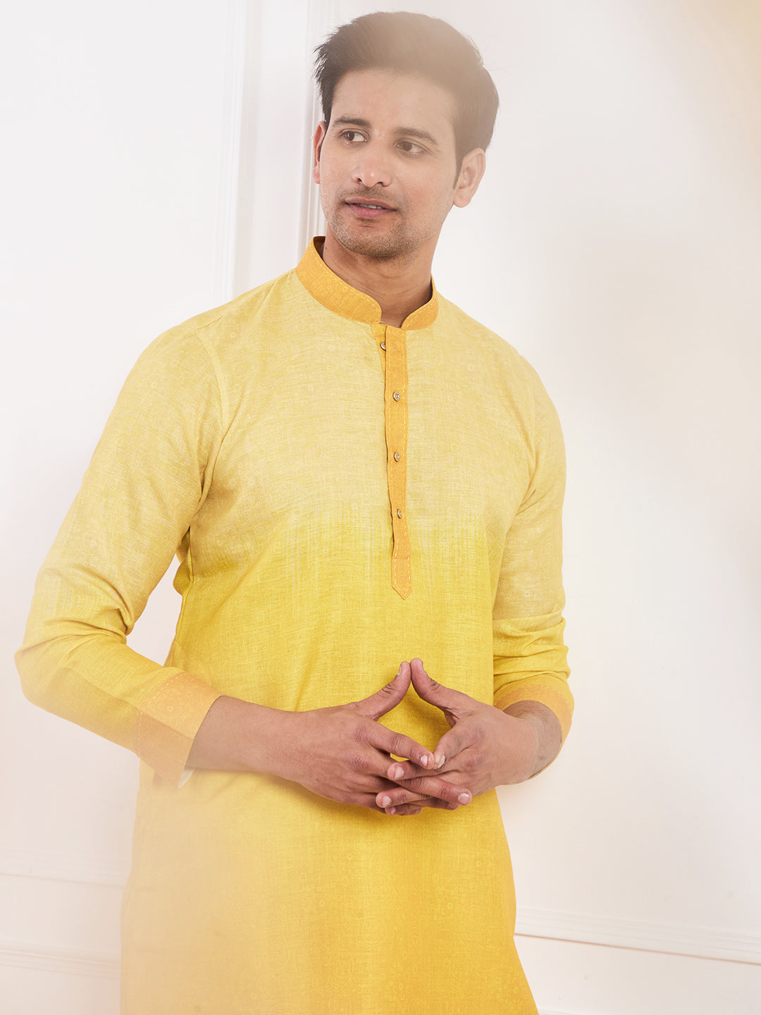 Light Yellow Ombre Men's Kurta