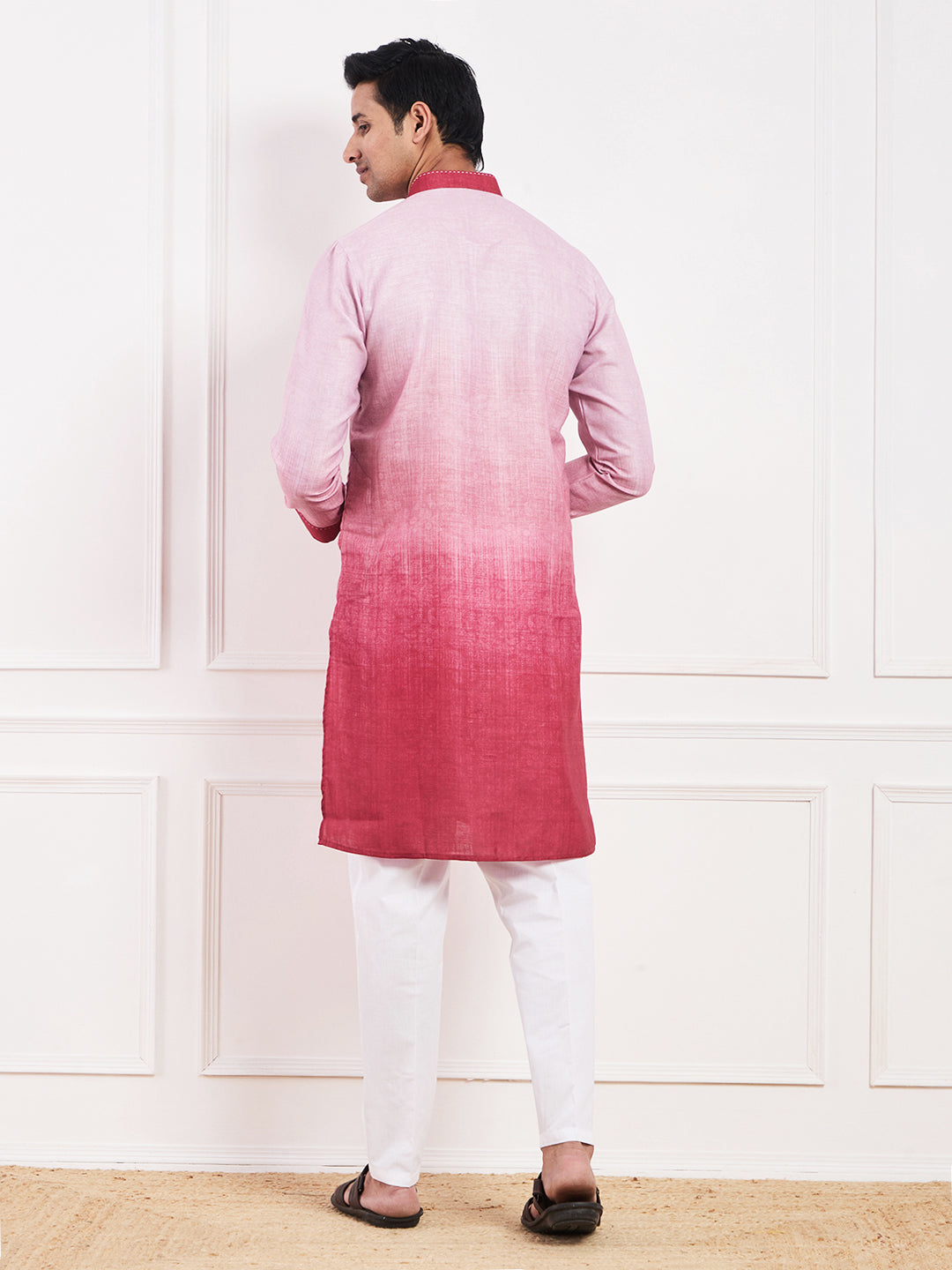 Light Red Ombre Men's Kurta