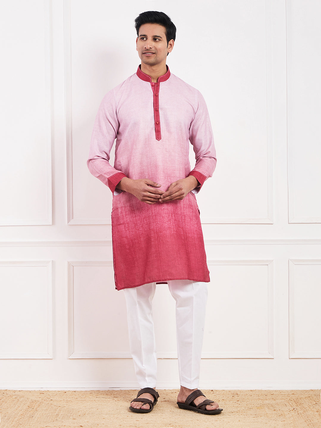 Light Red Ombre Men's Kurta