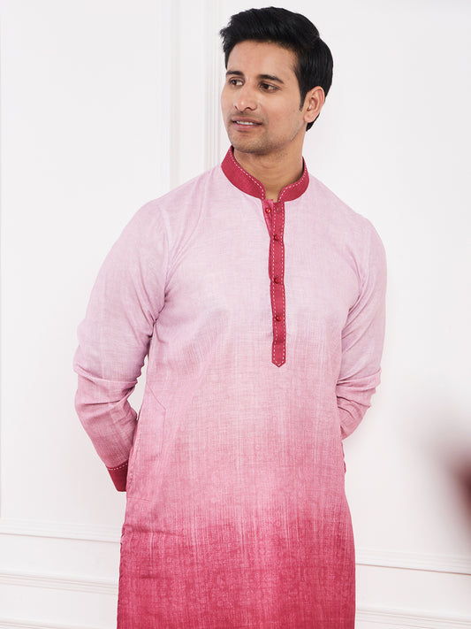 Light Red Ombre Men's Kurta