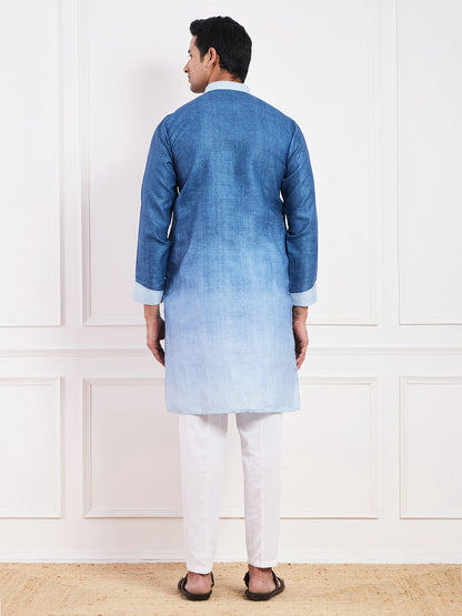 Dark Blue Ombre Men's Kurta