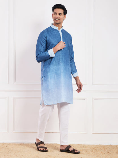 Dark Blue Ombre Men's Kurta
