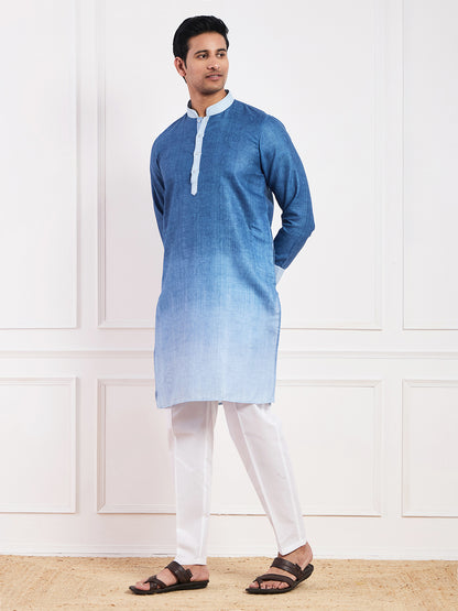 Dark Blue Ombre Men's Kurta