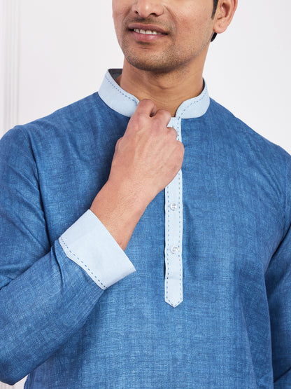 Dark Blue Ombre Men's Kurta