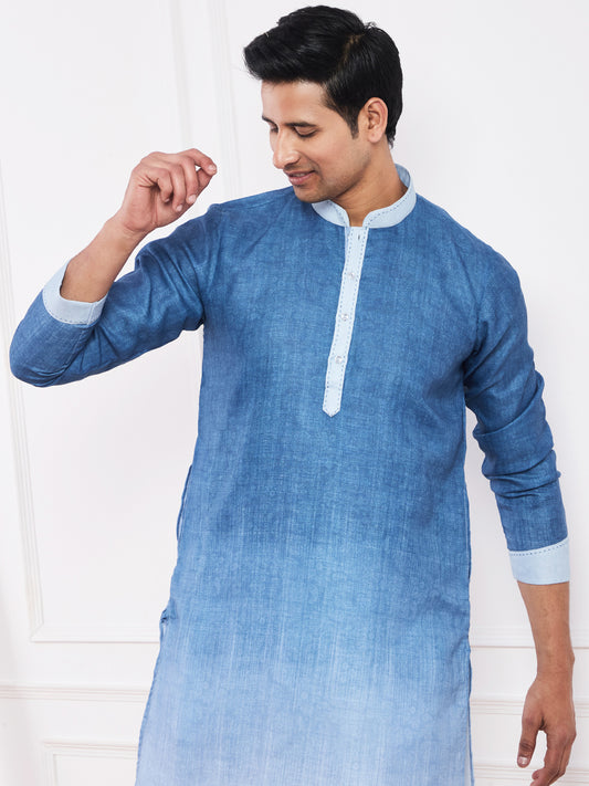 Dark Blue Ombre Men's Kurta