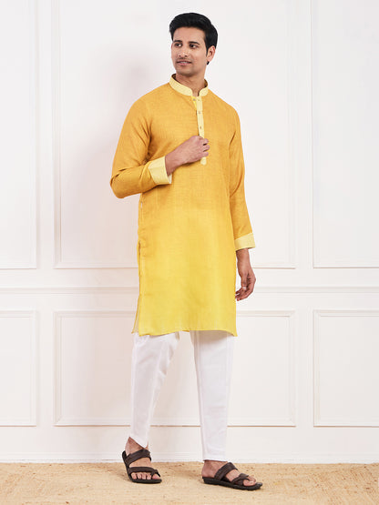 Dark Yellow Ombre Men's Kurta
