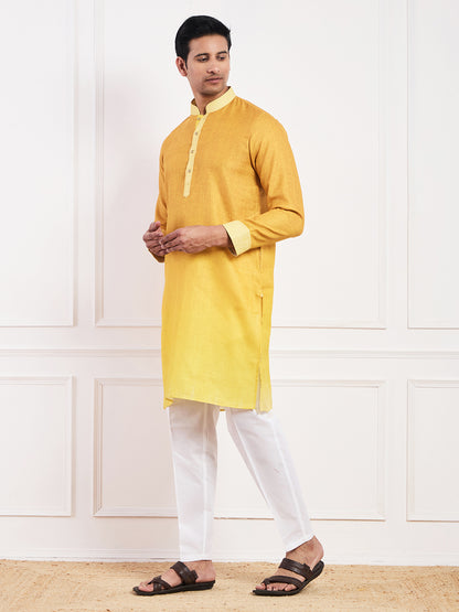 Dark Yellow Ombre Men's Kurta