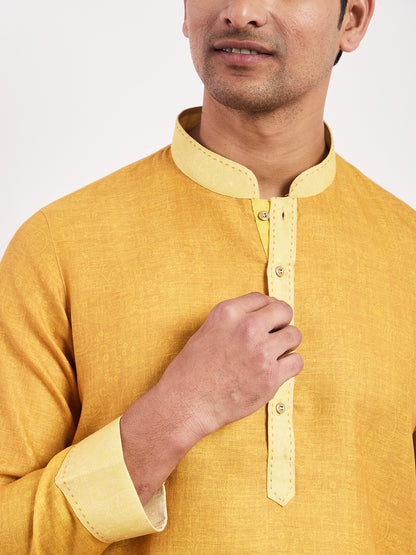 Dark Yellow Ombre Men's Kurta