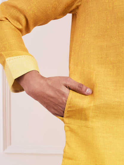 Dark Yellow Ombre Men's Kurta
