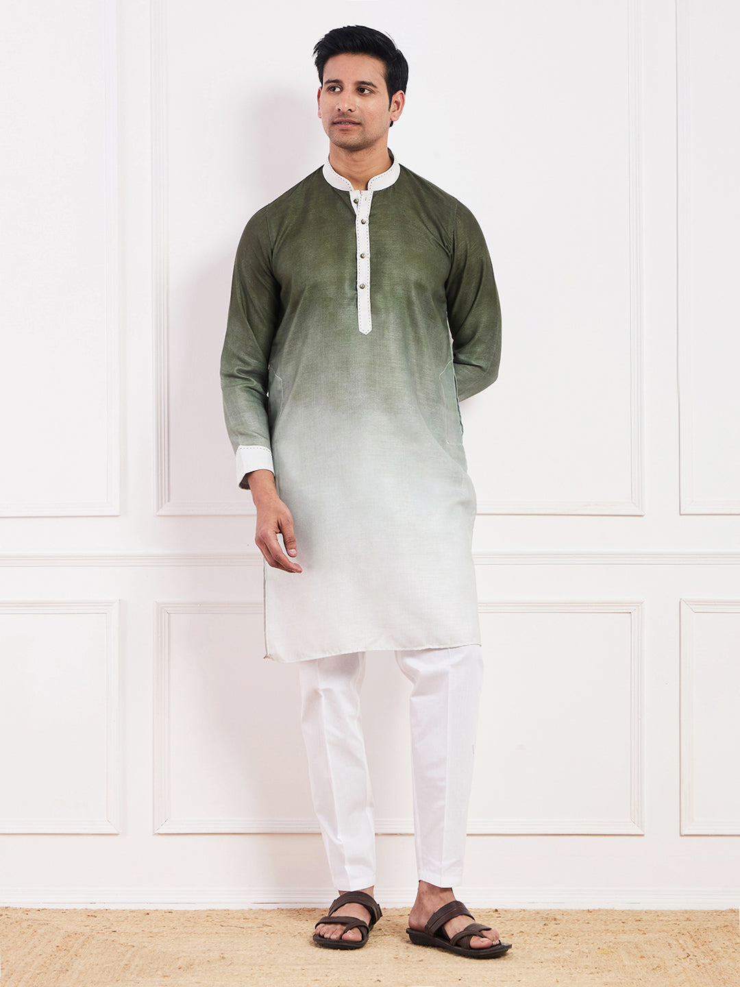 Dark Olive Ombre Men's Kurta