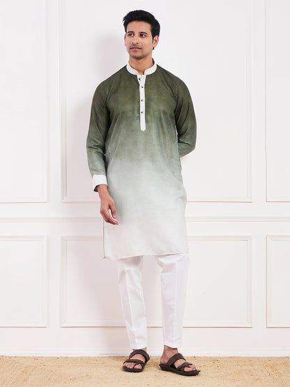Dark Olive Ombre Men's Kurta