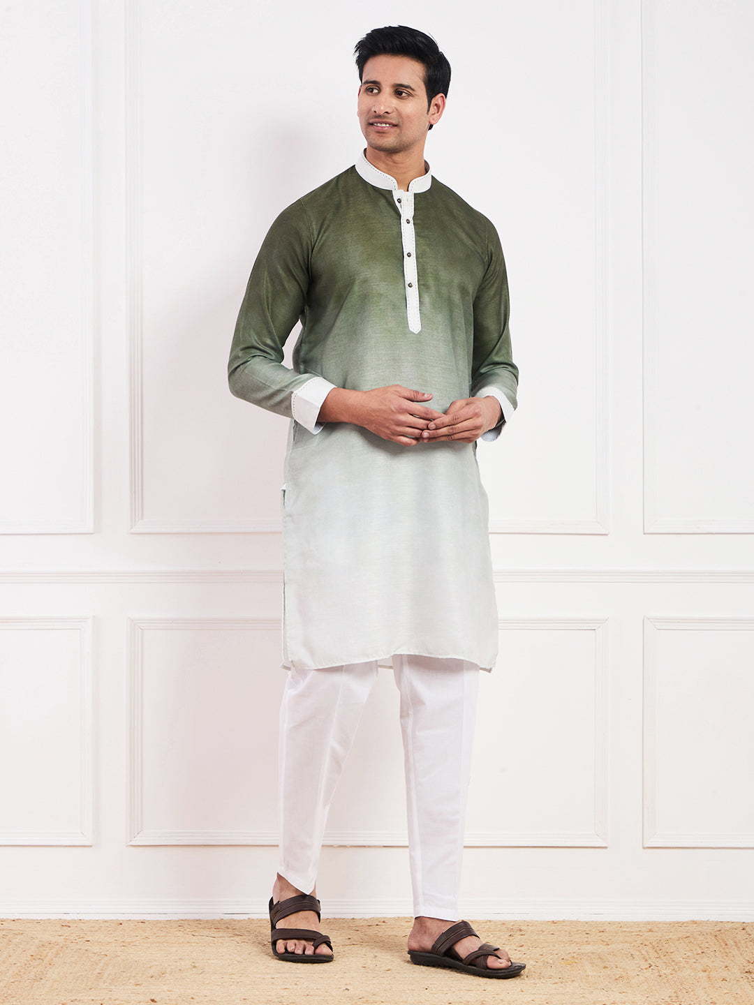 Dark Olive Ombre Men's Kurta