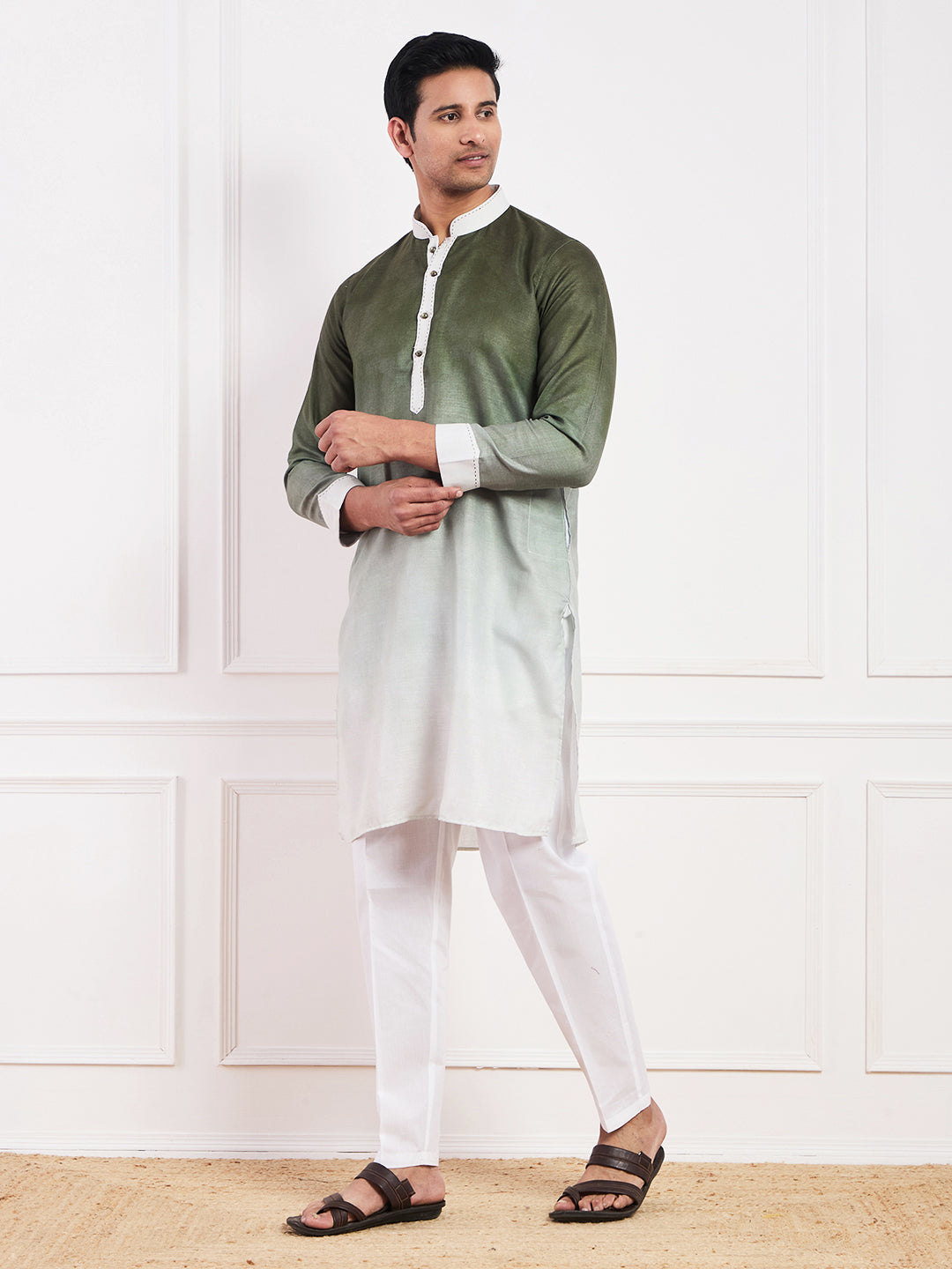 Dark Olive Ombre Men's Kurta