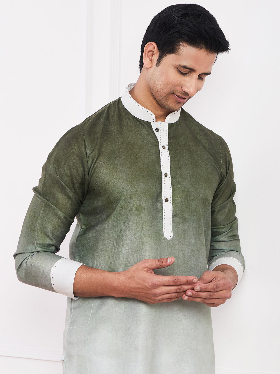 Dark Olive Ombre Men's Kurta