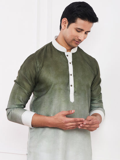 Dark Olive Ombre Men's Kurta