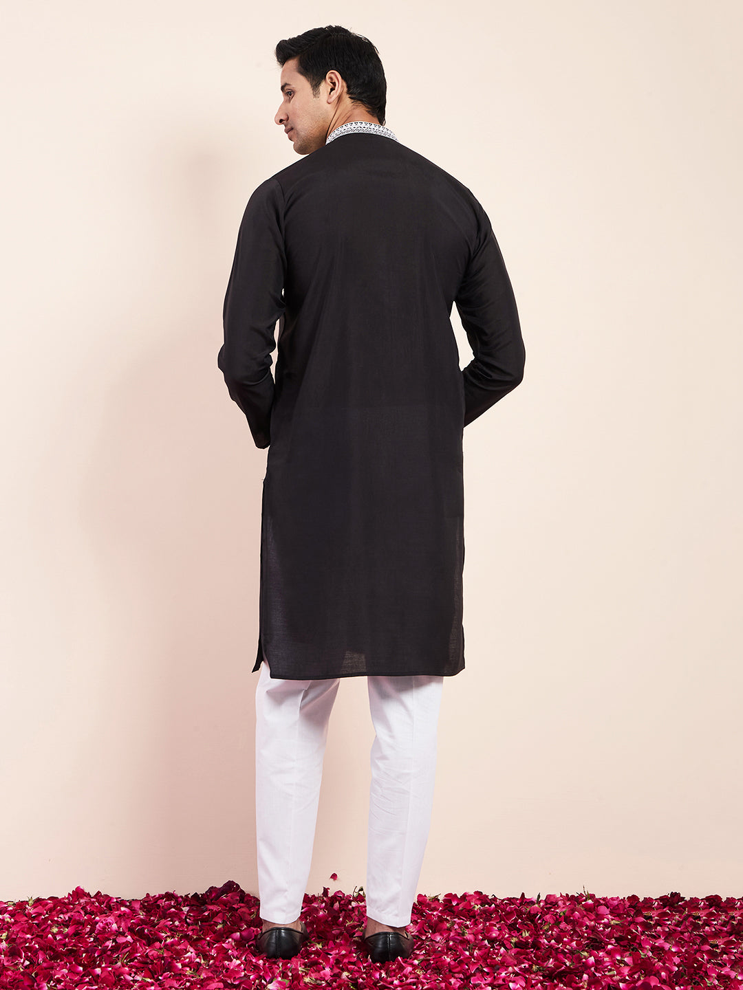Midnight Black Yoke Chikankari Men's Kurta