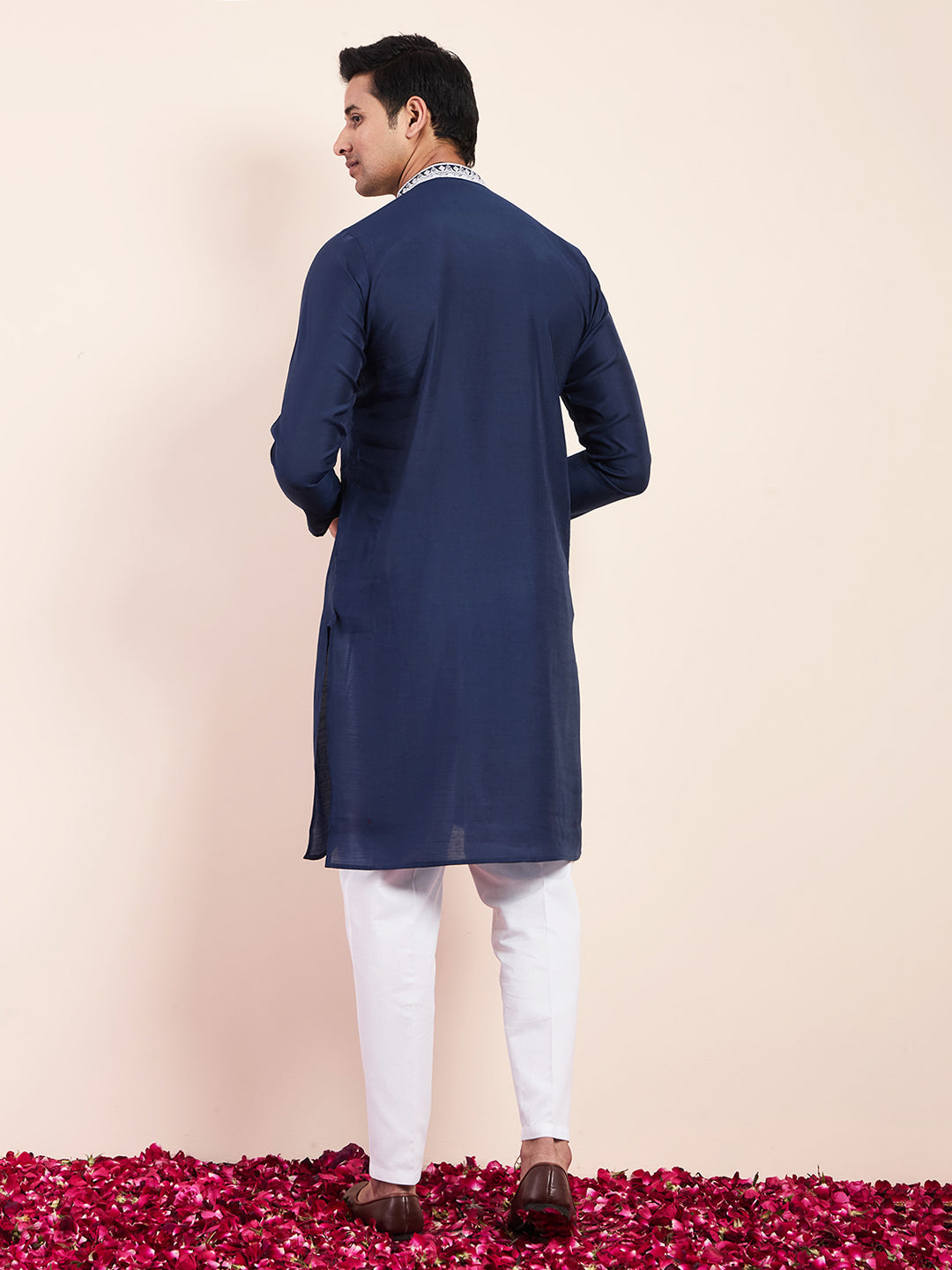 Royal Blue Yoke Chikankari Men's Kurta