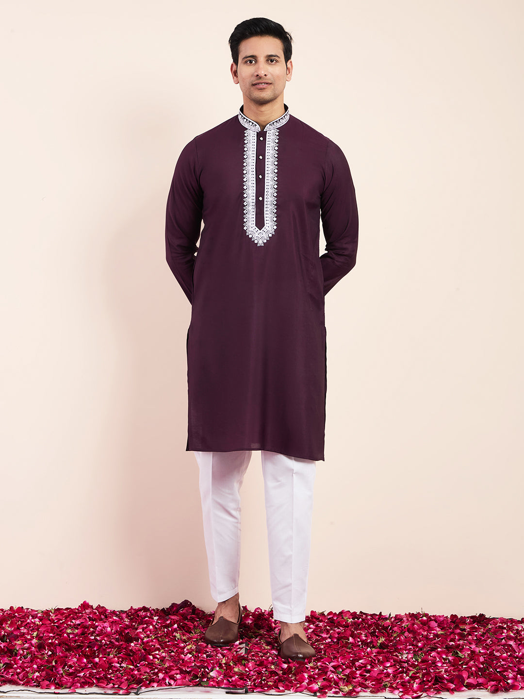 Violet Yoke Chikankari Men's Kurta