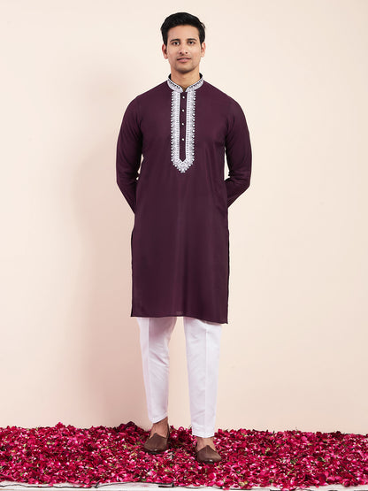 Violet Yoke Chikankari Men's Kurta