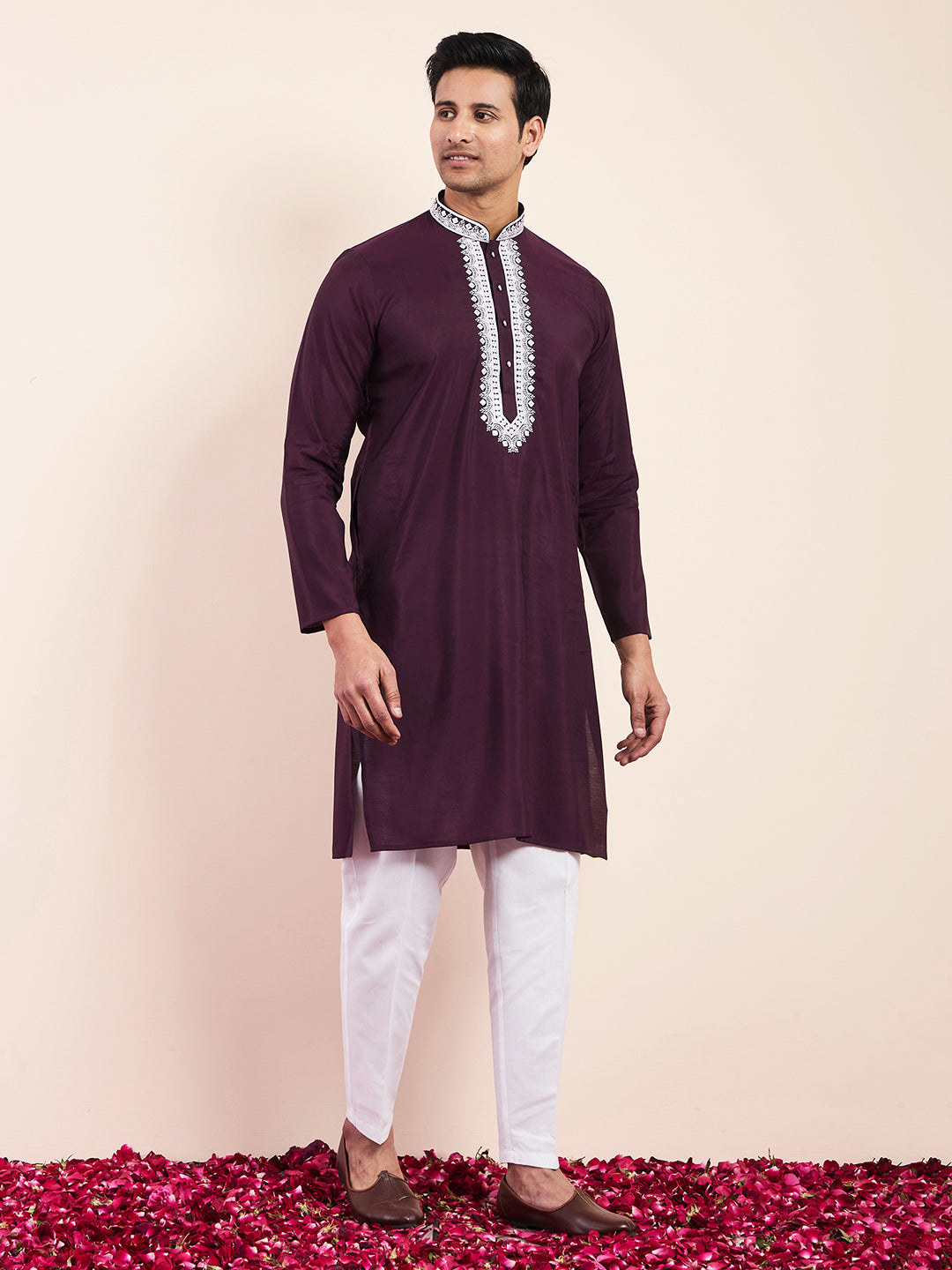Violet Yoke Chikankari Men's Kurta