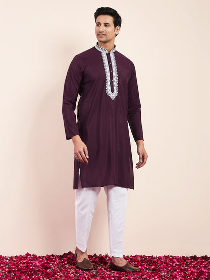 Violet Yoke Chikankari Men's Kurta