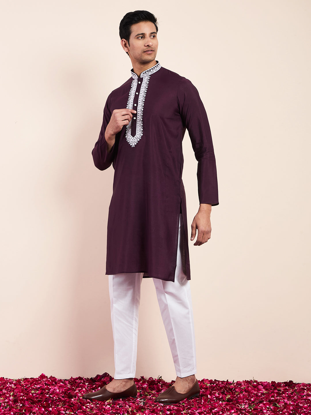 Violet Yoke Chikankari Men's Kurta